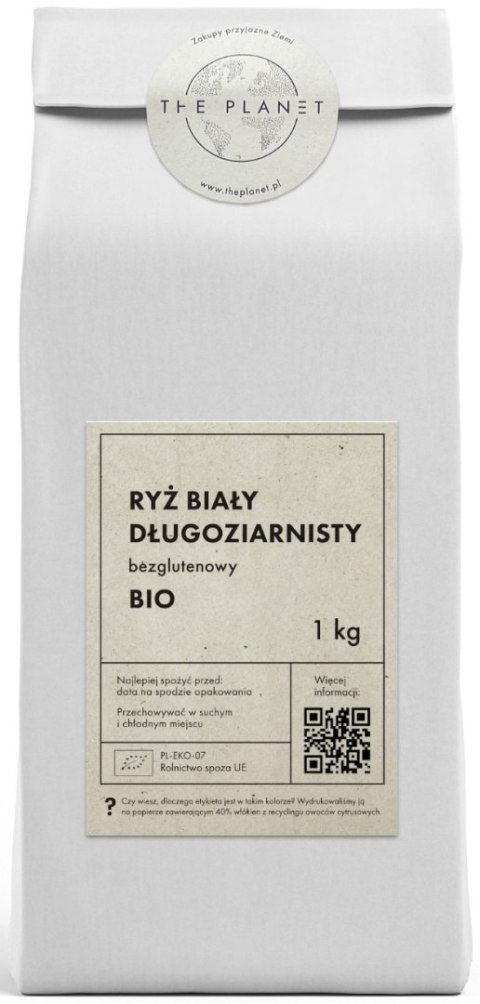 RYŻ BIAŁY DŁUGOZIARNISTY BEZGLUTENOWY BIO 1 kg - THE PLANET THE PLANET (Zakupy przyjazne Ziemi)
