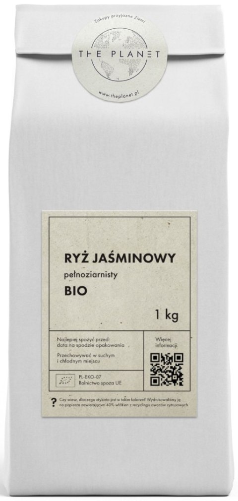 RYŻ JAŚMINOWY PEŁNOZIARNISTY BIO 1 kg - THE PLANET THE PLANET (Zakupy przyjazne Ziemi)