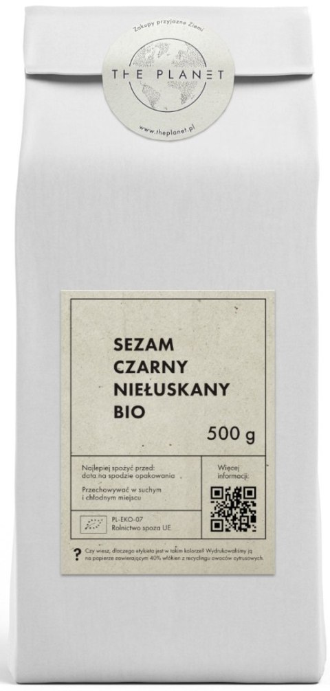 SEZAM CZARNY NIEŁUSKANY BIO 500 g - THE PLANET THE PLANET (Zakupy przyjazne Ziemi)