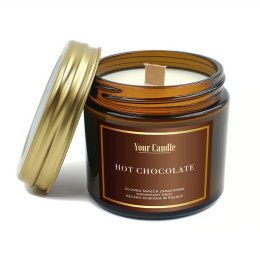 ŚWIECA SOJOWA ZAPACHOWA Z DREWNIANYM KNOTEM HOT CHOCOLATE 120 ml - YOUR CANDLE YOUR CANDLE (świece, olejki eteryczne)