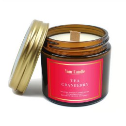 ŚWIECA SOJOWA ZAPACHOWA Z DREWNIANYM KNOTEM TEA CRANBERRY 120 ml - YOUR CANDLE YOUR CANDLE (świece, olejki eteryczne)