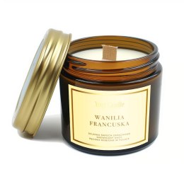 ŚWIECA SOJOWA ZAPACHOWA Z DREWNIANYM KNOTEM WANILIA FRANCUSKA 120 ml - YOUR CANDLE YOUR CANDLE (świece, olejki eteryczne)