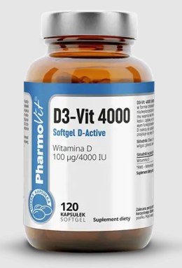 WITAMINA D3-VIT 100 µg (4000 j.m) BEZGLUTENOWA 120 KAPSUŁEK - PHARMOVIT (CLEAN LABEL) PHARMOVIT (suplementy diety)