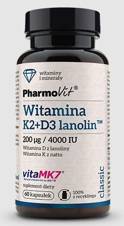 WITAMINA K2 + D3 BEZGLUTENOWA 60 KAPSUŁEK - PHARMOVIT (CLASSIC) PHARMOVIT (suplementy diety)