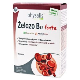 ŻELAZO + WITAMINA B12 FORTE 45 TABLETEK - PHYSALIS PHYSALIS (olejki eteryczne, suplementy)