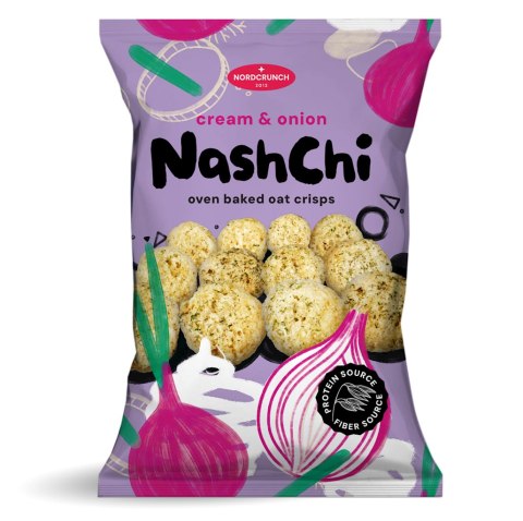 CHRUPKI PROTEINOWE O SMAKU ŚMIETANKOWO - CEBULOWYM 60 g - NORDCRUNCH NORDCRUNCH (chrupki, chipsy)