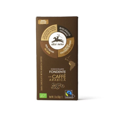 CZEKOLADA GORZKA Z KAWĄ FAIR TRADE BEZGLUTENOWA BIO 50 g - ALCE NERO ALCE NERO (włoskie produkty)