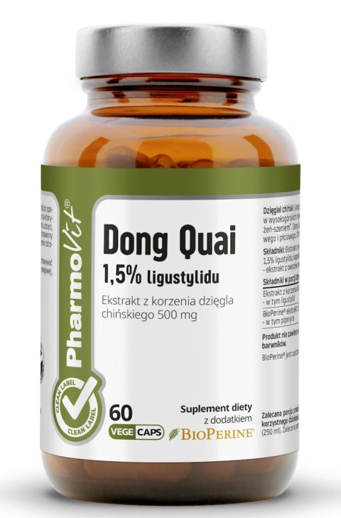 DZIĘGIEL CHIŃSKI (DONG QUAI) EKSTRAKT (500 mg) BEZGLUTENOWY 60 KAPSUŁEK - PHARMOVIT (CLEAN LABEL) PHARMOVIT (suplementy diety)
