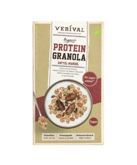 GRANOLA PROTEINOWA Z DAKTYLAMI I MIGDAŁAMI BEZ DODATKU CUKRÓW BIO 325 g - VERIVAL VERIVAL (produkty śniadaniowe)