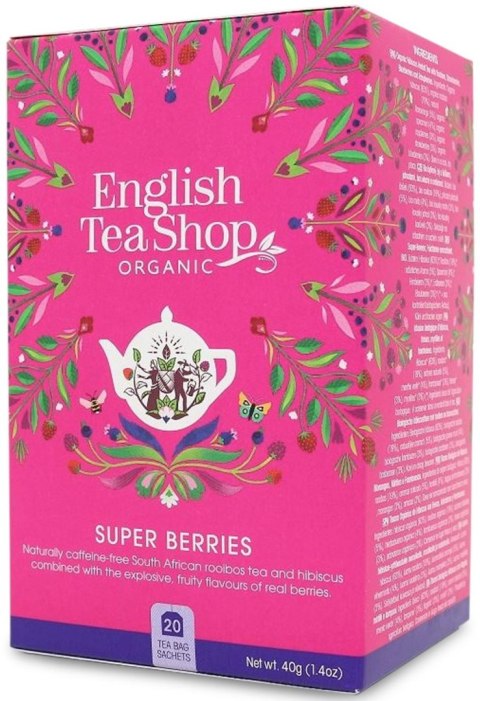 HERBATKA Z HIBISKUSEM, ROOIBOS, TRUSKAWKAMI, BORÓWKAMI I MALINAMI BIO (20 x 2,25 g) 45 g - ENGLISH TEA SHOP ORGANIC ENGLISH TEA SHOP ORGANIC (herbaty)