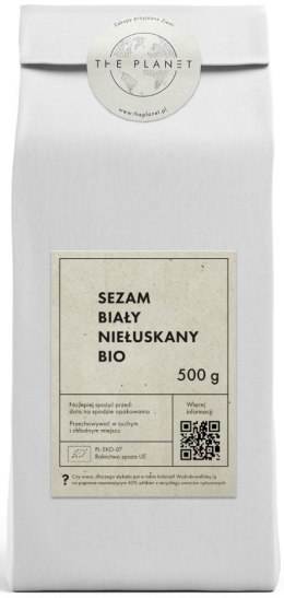 SEZAM BIAŁY NIEŁUSKANY BIO 500 g - THE PLANET THE PLANET (Zakupy przyjazne Ziemi)