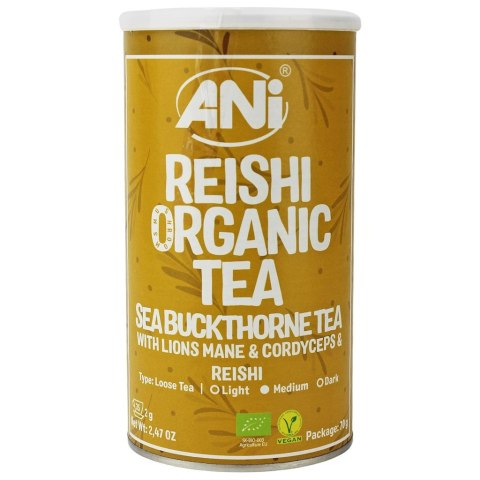 HERBATKA ROKITNIKOWA Z REISHI, LION'S MANE I CORDYCEPS BIO 70 g - ANI ANI (kawy)