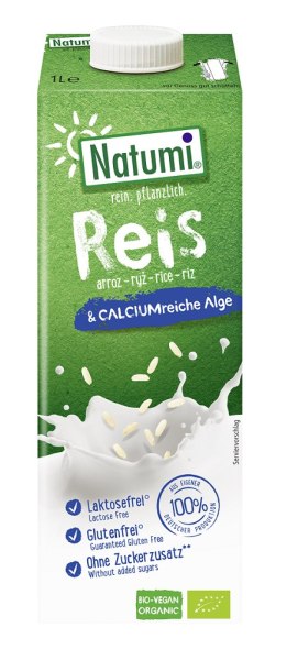 NAPÓJ RYŻOWY Z ALGAMI MORSKIMI (WAPŃ) BEZ DODATKU CUKRÓW BEZGLUTENOWY BIO 1 L - NATUMI NATUMI (napoje i kremy roślinne)