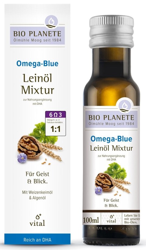 OMEGA BLUE - MIESZANKA Z OLEJEM LNIANYM (ORZECHY WŁOSKIE, ALGI MORSKIE) BIO 100 ml - BIO PLANETE BIO PLANETE (oleje i oliwy)