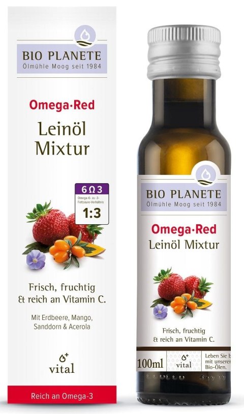 OMEGA RED - MIESZANKA Z OLEJEM LNIANYM (ROKITNIK, MANGO, ACEROLA, TRUSKAWKA) BIO 100 ml - BIO PLANETE BIO PLANETE (oleje i oliwy)