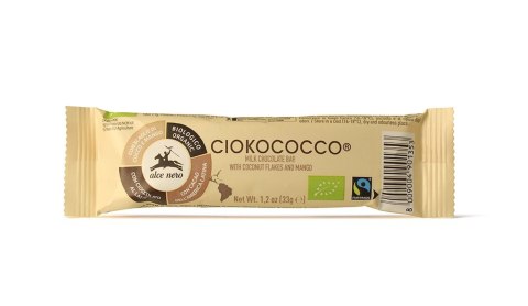 BATON Z NADZIENIEM KOKOS - MANGO - CHRUPKI ZBOŻOWE W POLEWIE Z CZEKOLADY MLECZNEJ FAIR TRADE BIO 33 g - ALCE NERO ALCE NERO (włoskie produkty)