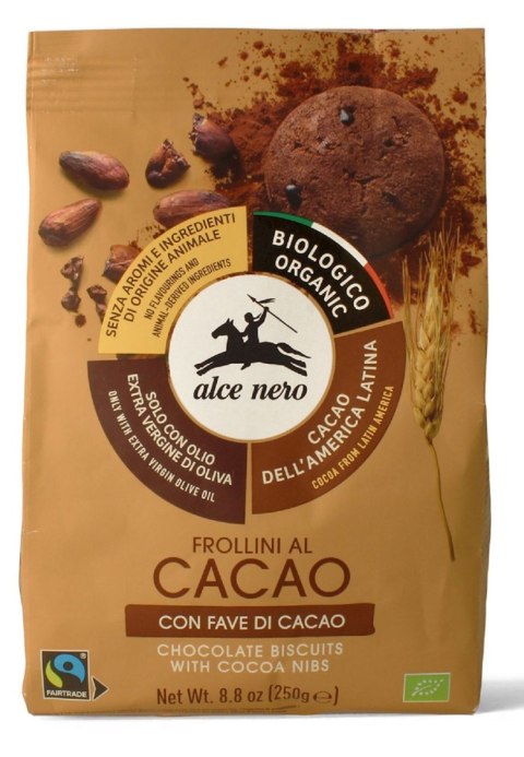 CIASTKA KAKAOWE Z ZIARNAMI KAKAO FAIR TRADE BIO 250 g - ALCE NERO ALCE NERO (włoskie produkty)