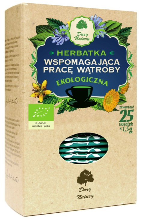 HERBATKA WSPOMAGAJĄCA PRACĘ WĄTROBY BIO (25 x 1,5 g) 37,5 g - DARY NATURY DARY NATURY - herbatki