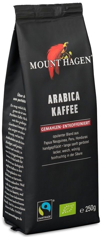 KAWA MIELONA BEZKOFEINOWA ARABICA 100 % FAIR TRADE BIO 250 g - MOUNT HAGEN MOUNT HAGEN (kawy)