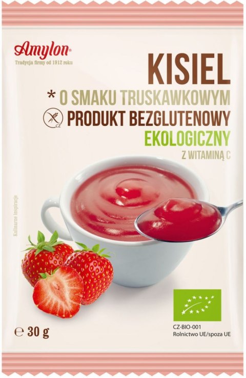 KISIEL INSTANT O SMAKU TRUSKAWKOWYM BEZGLUTENOWY BIO 30 g - AMYLON AMYLON (budynie, galaretki,kisiele,cukry, skrobie