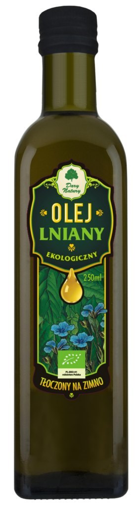 OLEJ LNIANY TŁOCZONY NA ZIMNO BIO 250 ml - DARY NATURY DARY NATURY - inne BIO