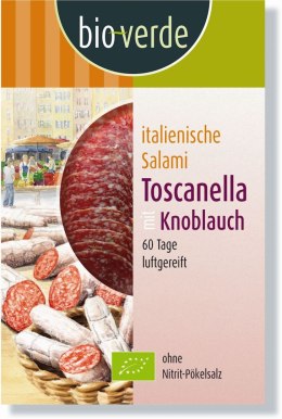 SALAMI TOSCANELLA Z CZOSNKIEM PLASTRY BIO 80 g - BIO VERDE BIO VERDE (sery, wędliny, humusy, inne)