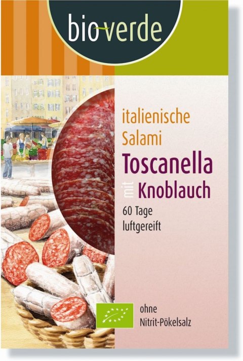 SALAMI TOSCANELLA Z CZOSNKIEM PLASTRY BIO 80 g - BIO VERDE BIO VERDE (oliwki, sery, makarony, przystawki)