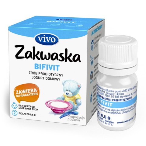 ŻYWE KULTURY BAKTERII DO JOGURTU BIFIVIT "ZAKWASKA" BEZGLUTENOWE 1 g (2 FIOLKI) - VIVO ZAKWASKI VIVO (żywe kultury bakterii)