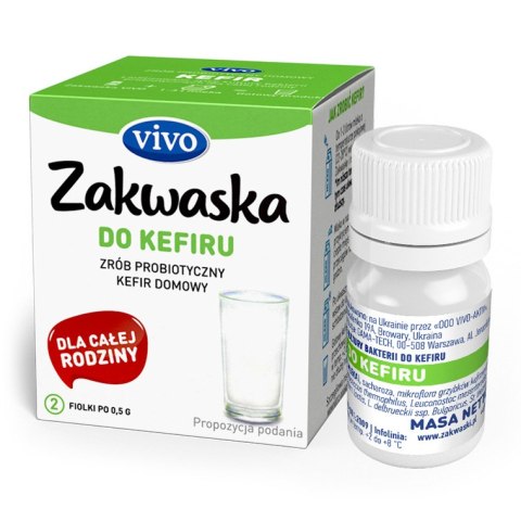 ŻYWE KULTURY BAKTERII DO KEFIRU "ZAKWASKA" BEZGLUTENOWE 1 g (2 FIOLKI) - VIVO ZAKWASKI VIVO (żywe kultury bakterii)