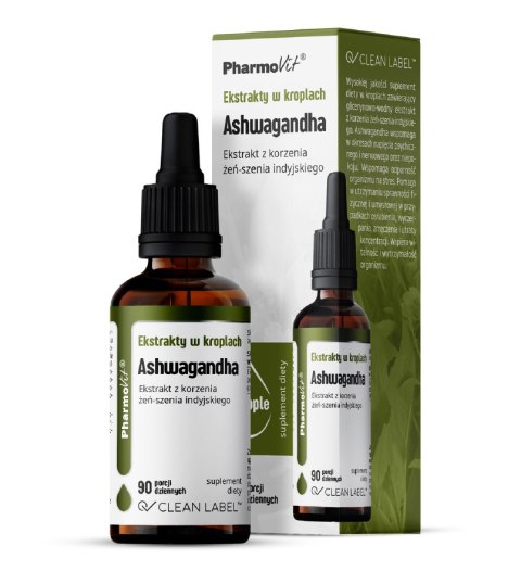 EKSTRAKTY W KROPLACH ASHWAGANDHA BEZGLUTENOWE 30 ml - PHARMOVIT (CLEAN LABEL) PHARMOVIT (suplementy diety)