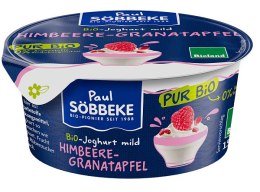 JOGURT KREMOWY MALINA - GRANAT (3,8 % TŁUSZCZU W MLEKU) BIO 150 g - SOBBEKE SOBBEKE (nabiał z mleka krowiego)