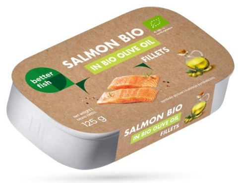 ŁOSOŚ ATLANTYCKI W OLIWIE Z OLIWEK EXTRA VIRGIN BIO 125 g - BETTER FISH BETTER FISH (ryby i owoce morza, w tym MROŻONKI)