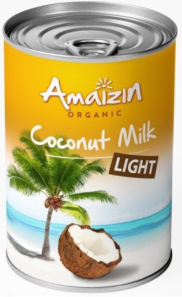 COCONUT MILK - NAPÓJ KOKOSOWY LIGHT BEZ GUMY GUAR (9 % TŁUSZCZU) BIO 400 ml (PUSZKA) - AMAIZIN AMAIZIN (napoje kokosowe, tortilla, chipsy, inne)