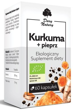 KURKUMA Z CZARNYM PIEPRZEM BIO 60 KAPSUŁEK - DARY NATURY DARY NATURY - suplementy BIO