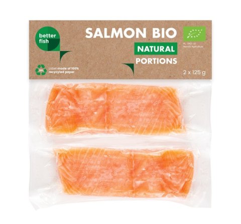 ŁOSOŚ ATLANTYCKI ZE SKÓRĄ MROŻONY PORCJE BIO (2 x 125 g) 250 g - BETTER FISH BETTER FISH (ryby i owoce morza, w tym MROŻONKI)