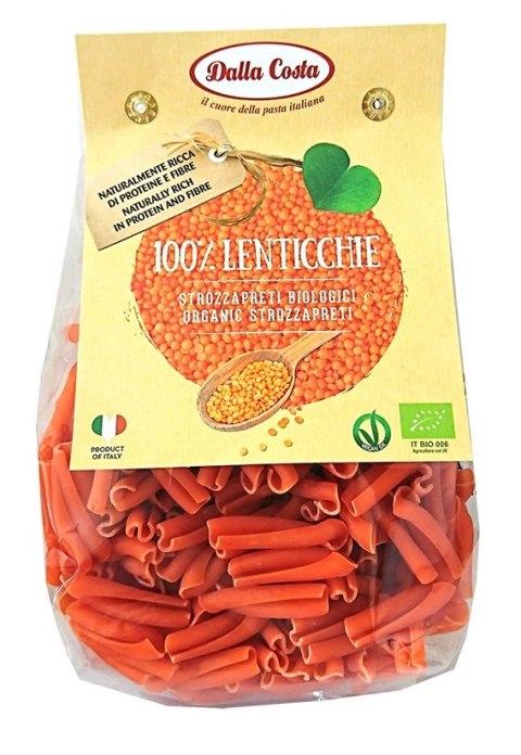 MAKARON PROTEINOWY (Z SOCZEWICY CZERWONEJ) STROZZAPRETI BEZGLUTENOWY BIO 250 g - DALLA COSTA DALLA COSTA (makarony)