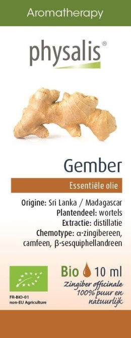 OLEJEK ETERYCZNY IMBIR BIO 10 ml - PHYSALIS PHYSALIS (olejki eteryczne, suplementy)