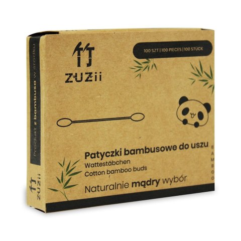 PATYCZKI HIGIENICZNE BAMBUSOWE Z BAWEŁNĄ 100 szt. - ZUZII ZUZII (chusteczki, papier toaletowy)