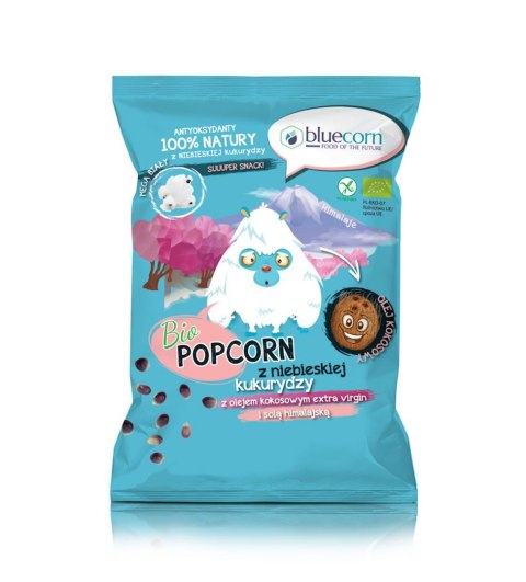 POPCORN Z NIEBIESKIEJ KUKURYDZY Z OLEJEM KOKOSOWYM I SOLĄ HIMALAJSKĄ BEZGLUTENOWY BIO 50 g - BLUECORN POPCROP (niebieska kukurydza, chrupki proteinowe)