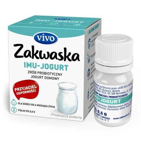 ŻYWE KULTURY BAKTERII DO JOGURTU IMU "ZAKWASKA" BEZGLUTENOWE 1 g (2 FIOLKI) - VIVO ZAKWASKI VIVO (żywe kultury bakterii)