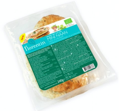 CHLEBEK MINI NAAN Z CZOSNKIEM I KOLENDRĄ BIO 280 g - FLORENTIN FLORENTIN (hummusy, falafel, pita)