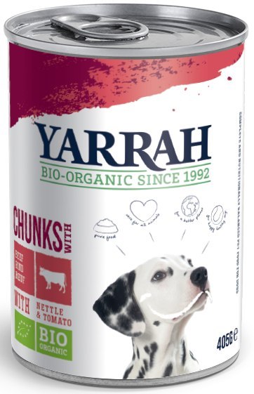 (DLA PSA DOROSŁEGO) KARMA Z WOŁOWINĄ, POKRZYWĄ I POMIDOREM BIO 405 g - YARRAH YARRAH (karma dla kotów i psów)