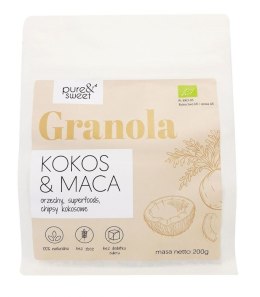 GRANOLA KOKOS - MACA BEZGLUTENOWA BIO 200 g - PURE & SWEET PURE&SWEET (granole)