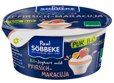 JOGURT KREMOWY BRZOSKWINIA - MARAKUJA (3,8 % TŁUSZCZU W MLEKU) BIO 150 g - SOBBEKE SOBBEKE (nabiał z mleka krowiego)