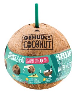 KOKOS BIO ZE SŁOMKĄ (około 0,75 kg) - GENUINE COCONUT GENUINE COCONUT (kokosy świeże do picia)