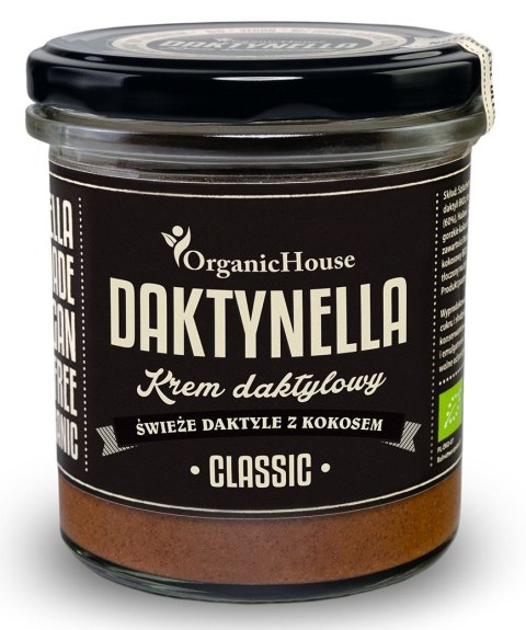 KREM KOKOSOWO - DAKTYLOWY CLASSIC BEZGLUTENOWY BIO 280 g - ORGANICHOUSE (DAKTYNELLA) ORGANICHOUSE (bionelki, daktyle, kremy daktylowe)