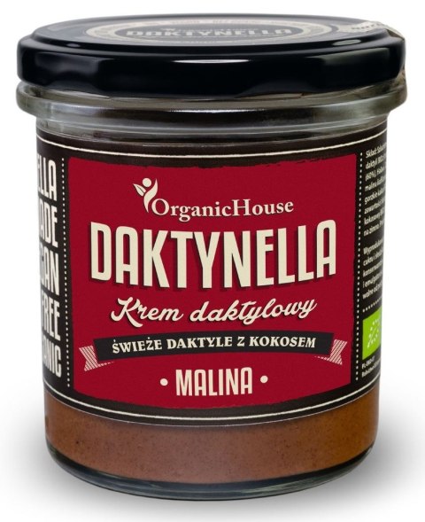 KREM KOKOSOWO - DAKTYLOWY MALINA BEZGLUTENOWY BIO 280 g - ORGANICHOUSE (DAKTYNELLA) ORGANICHOUSE (bionelki, daktyle, kremy daktylowe)