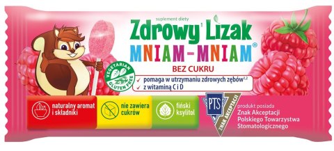 LIZAK O SMAKU MALINOWYM Z WITAMINĄ D I C BEZ CUKRU BEZGLUTENOWY 6 g - ZDROWY LIZAK (MNIAM MNIAM) ZDROWY LIZAK (lizaki)
