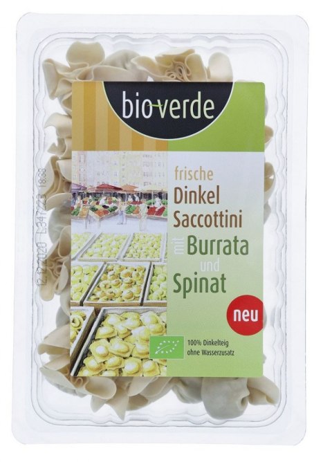 SACCHETTINI ORKISZOWE ŚWIEŻE Z SEREM BURRATA I SZPINAKIEM BIO 250 g - BIO VERDE BIO VERDE (oliwki, sery, makarony, przystawki)