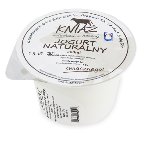 JOGURT NATURALNY BIO 200 ml - EKO KNIAŹ (NA ZAMÓWIENIE) EKO KNIAŹ (nabiał z mleka krowiego)